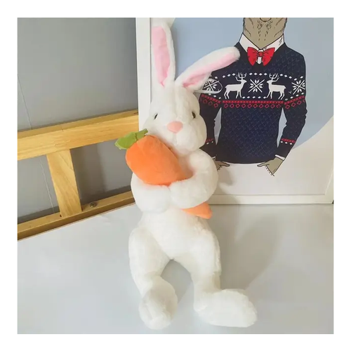 Мягкая игрушка кролик с морковкой 20 см белый