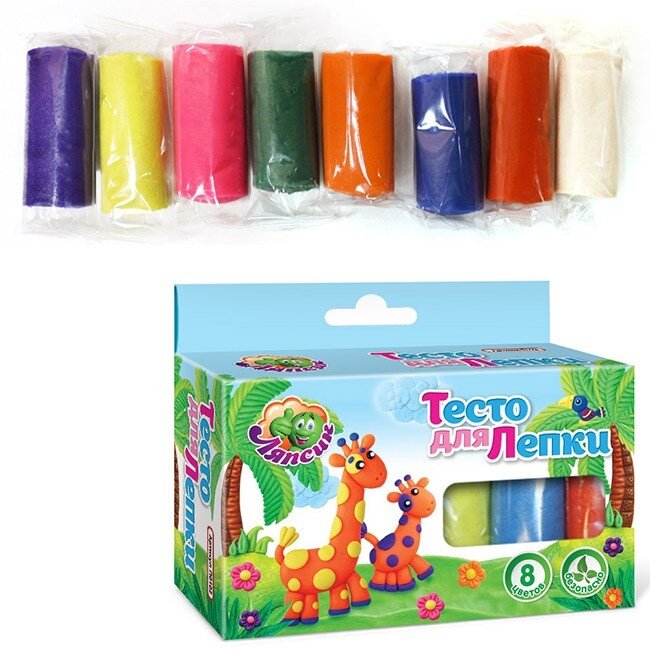 Тесто для лепки Развивашки 8 цветов, 200 грамм, в коробке
