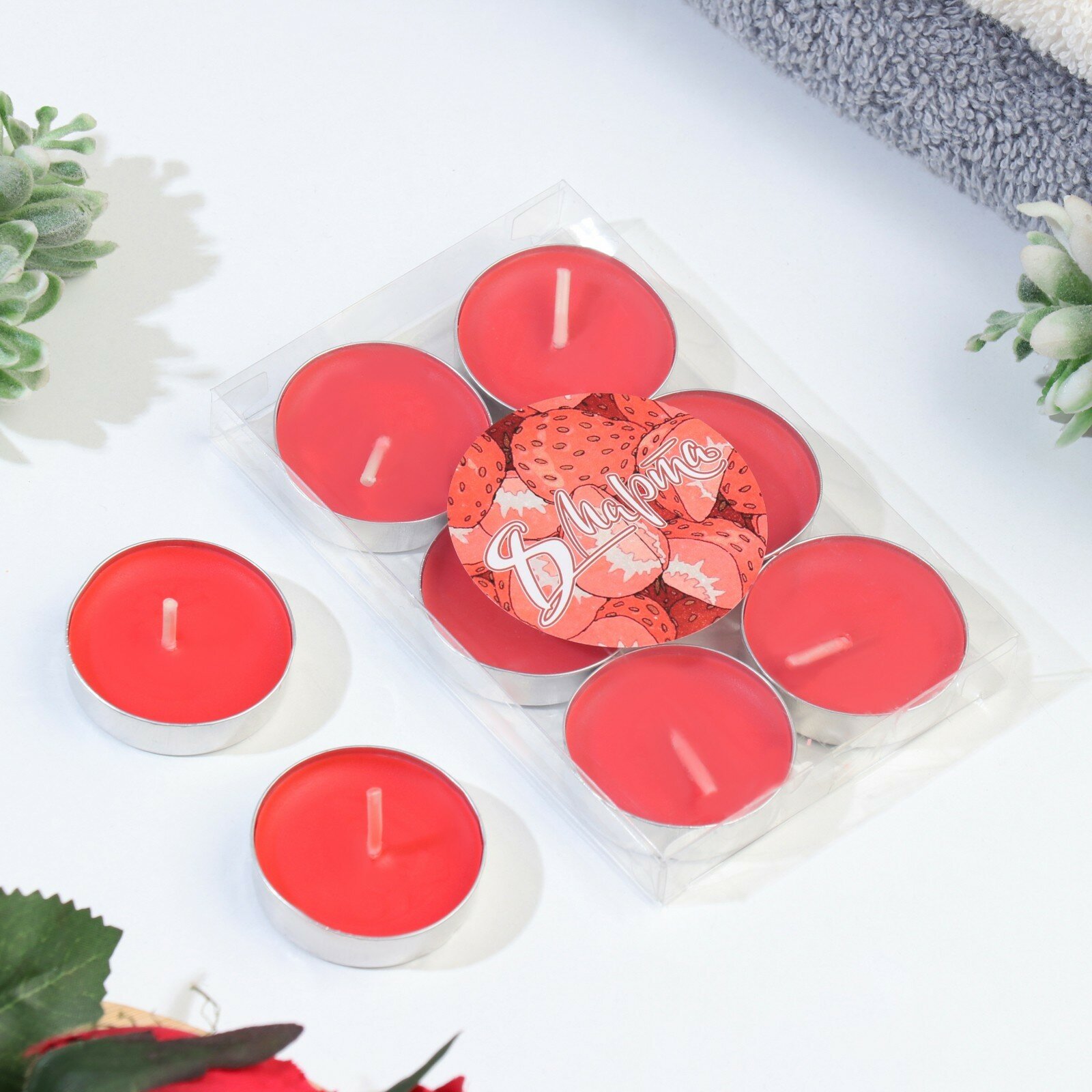 Чайные свечи набор Богатство Аромата 6 шт с ароматом клубники