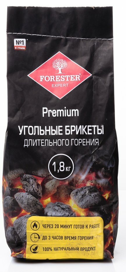 Брикеты древесно-угольные Forester для длительного горения 1,8кг