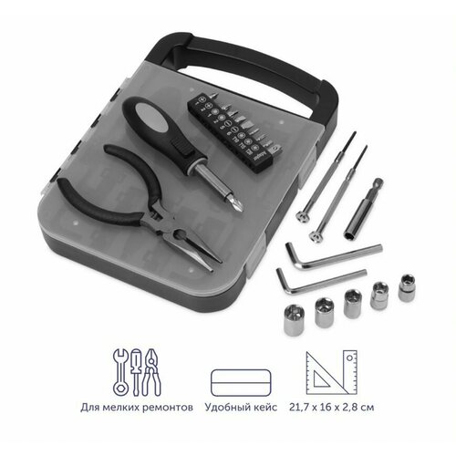Набор инструментов в пластиковом кейсе Fixit состоит из 6 инструментов и 16 насадок 1200₽