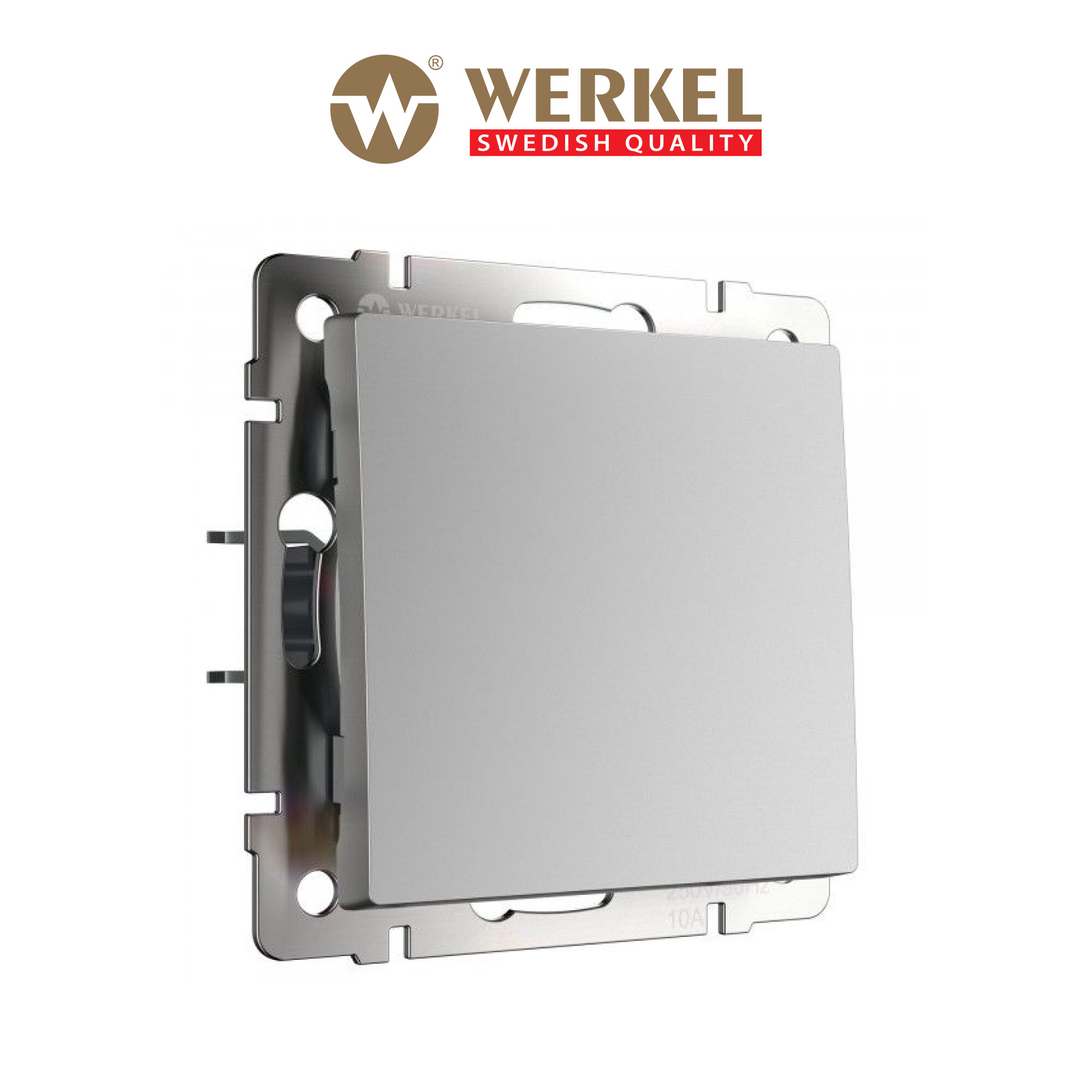 Выключатель одноклавишный Werkel W1110006 серебряный IP20