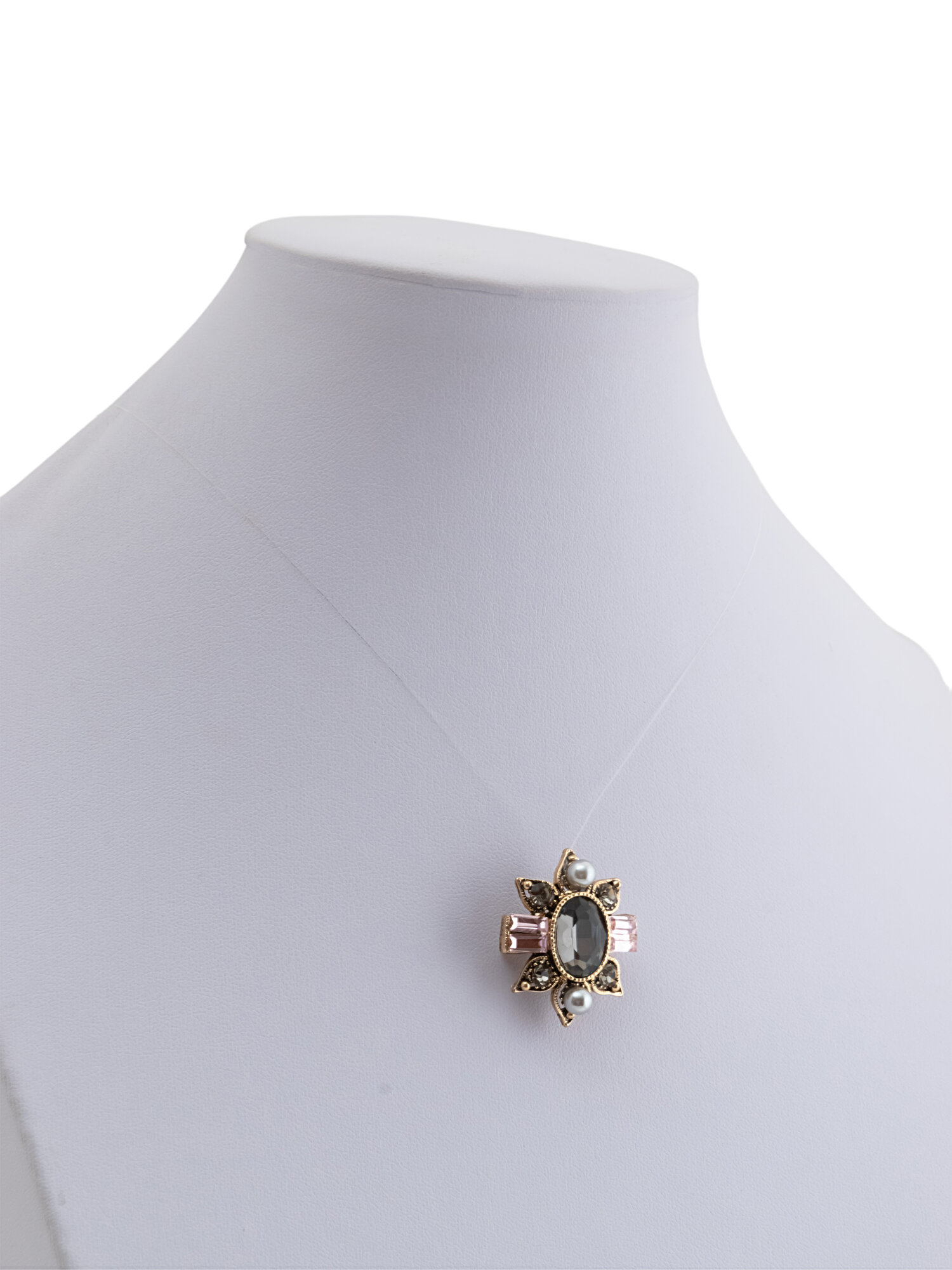 Брошь ЖемАрт, жемчуг имитация, кристалл, бронза — фото 1