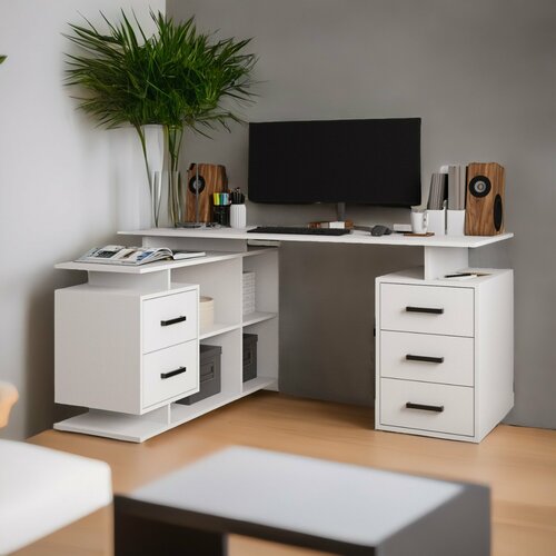 Стол компьютерный угловой белый