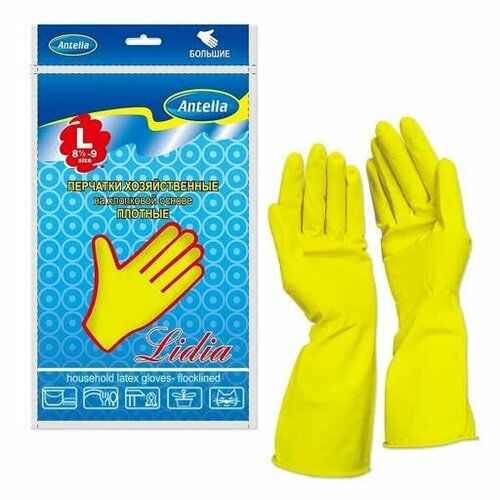 Перчатки резиновые с хлопком плотные лидия L 429₽