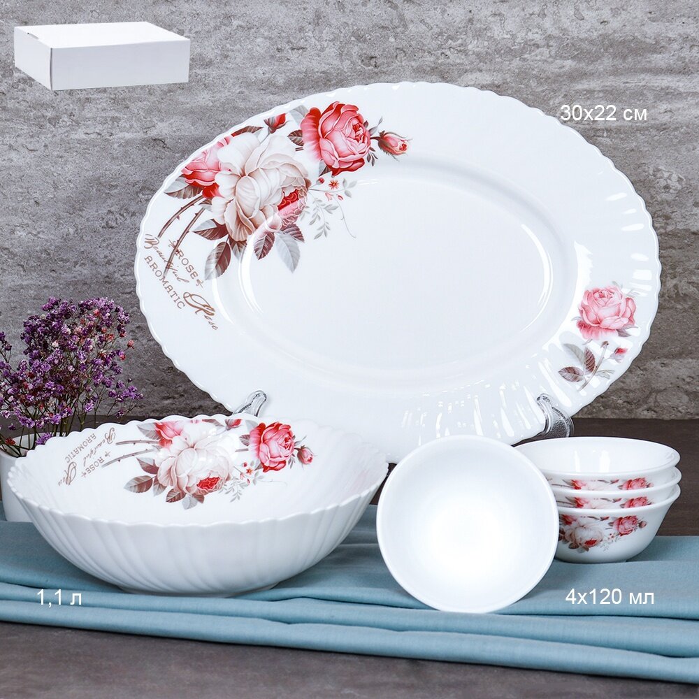 фото Набор посуды из серии "Чайная роза" - 6 предметов