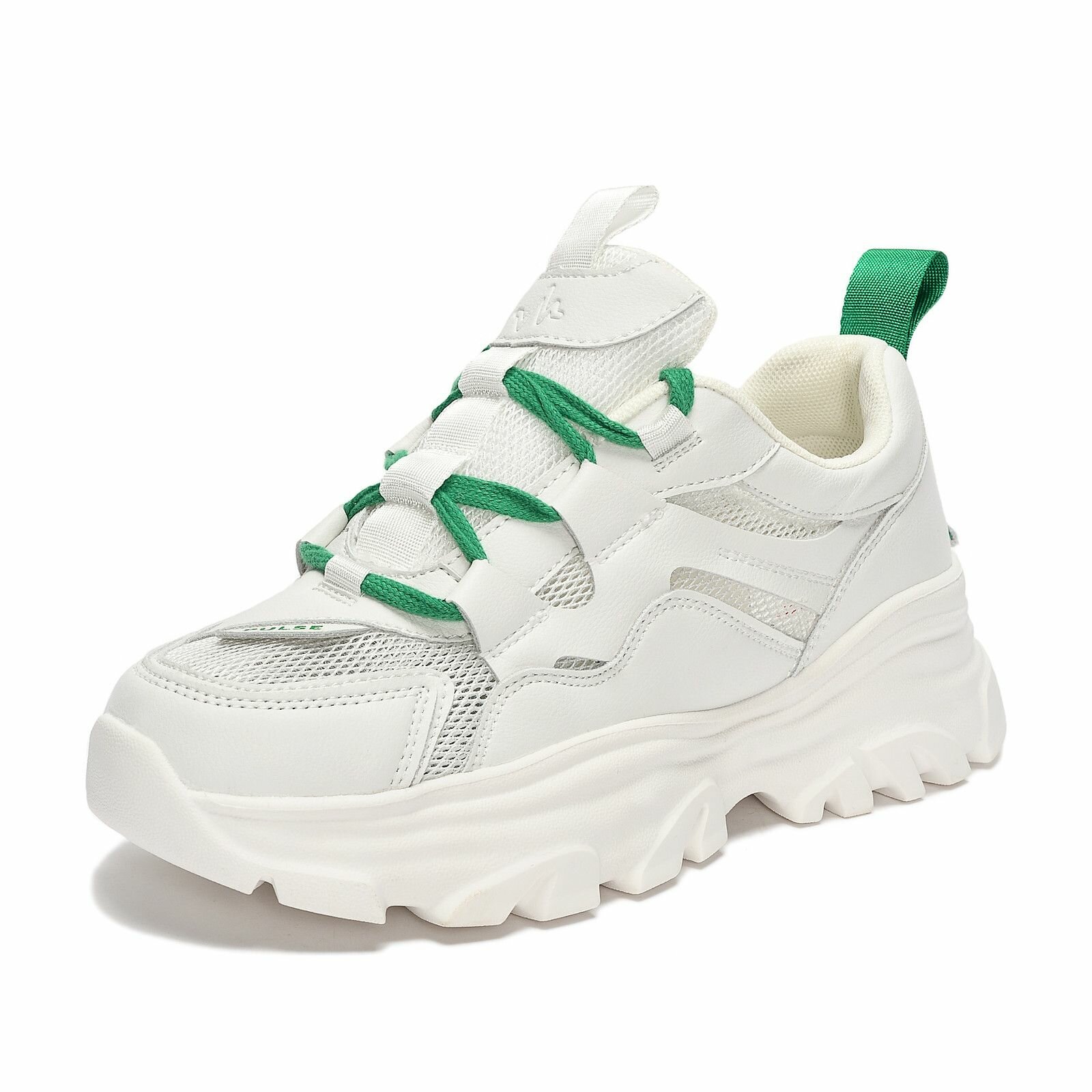 фото Белые текстильные кроссовки для девочек на шнуровке Pulse 58-31GO-847TT