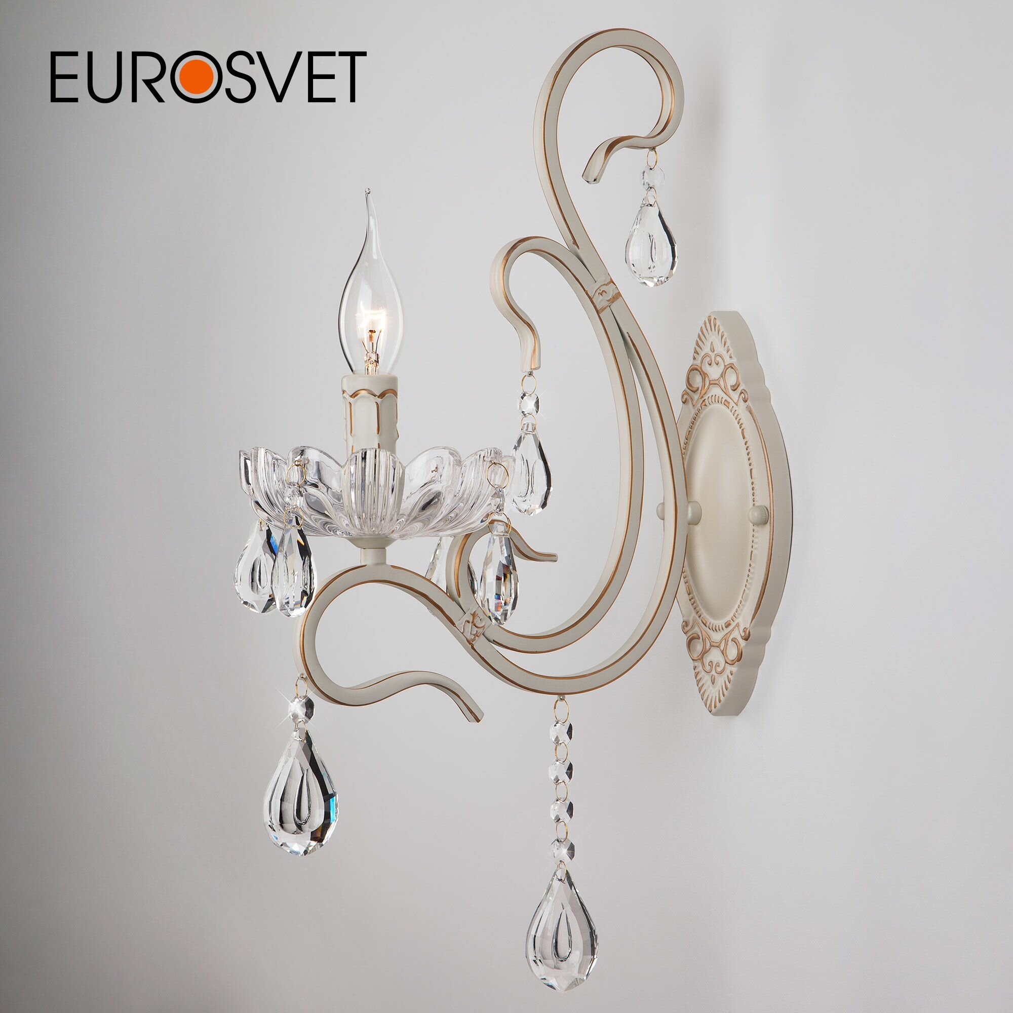 Настенный светильник Eurosvet Etna 12205/1 белый, E14, 40 Вт, бесцветный/золотой