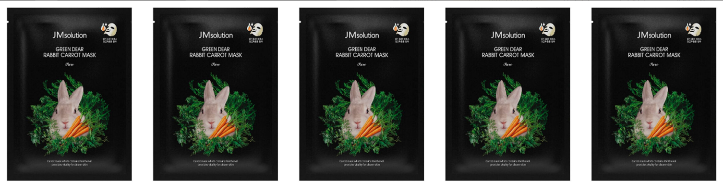 Успокаивающая тканевая маска JMsolution с экстрактом моркови, Green Dear Rabbit Carrot Mask, 30 мл, 5 шт