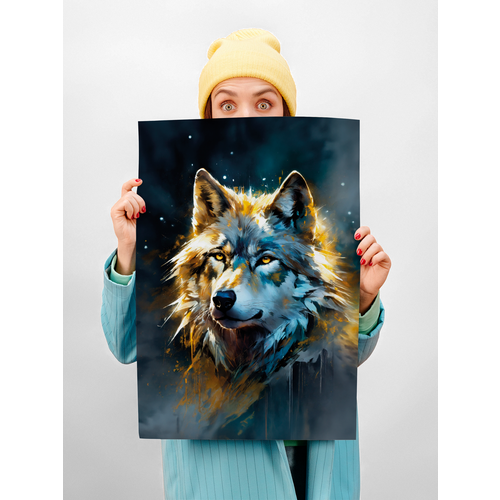 Картина для интерьера на стену для интерьера на стену на холсте 40х50 см Волк 450₽