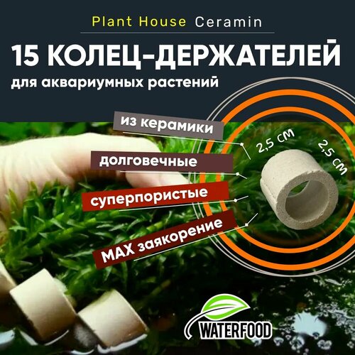 Керамические кольца-держатели Plant House Ceramin от Water Food (высота - 2,5 см, диаметр - 2,5 см), 15 шт.
