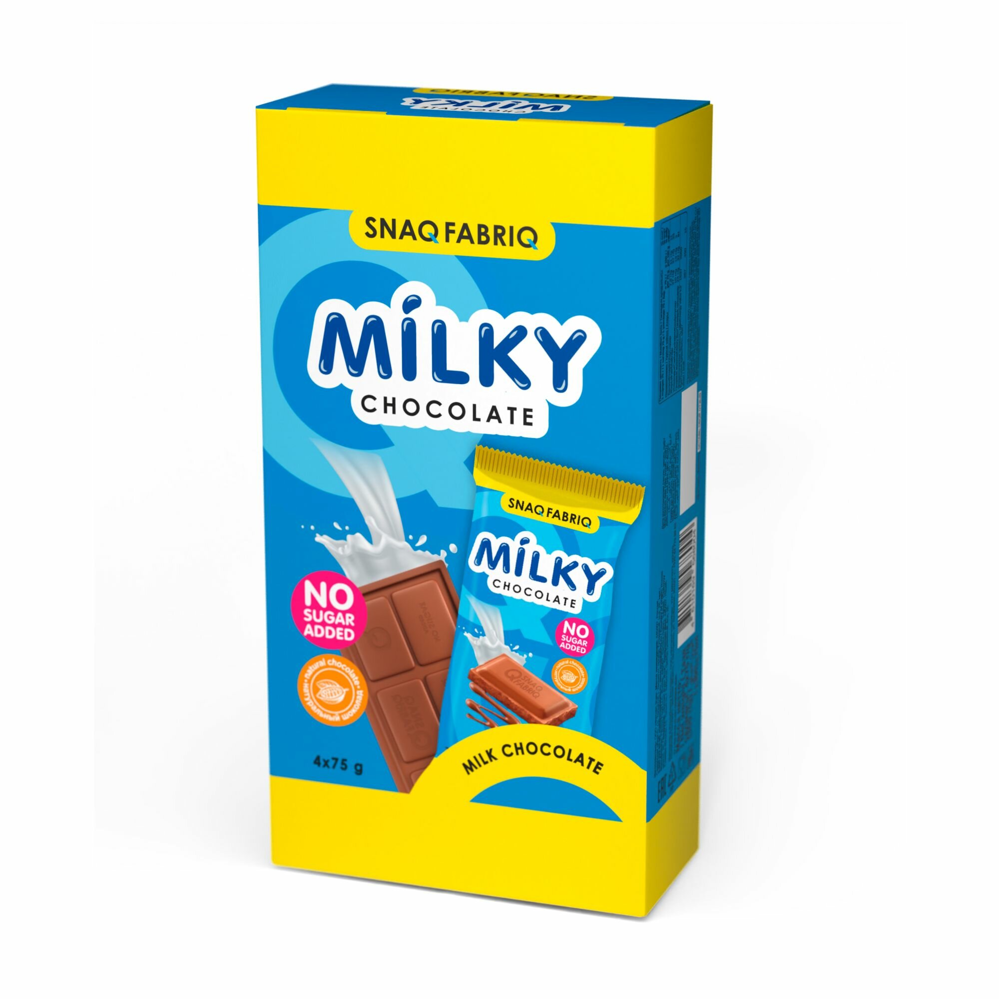 Snaq Fabriq Молочный шоколад без сахара MILKY, 75г х 4шт