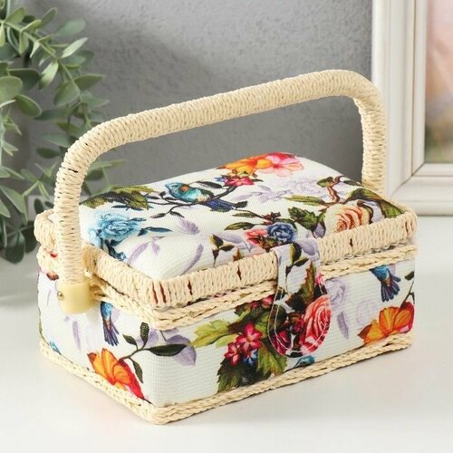 Шкатулка для рукоделия Птицы в розовом саду 18х12х95 см 1984₽