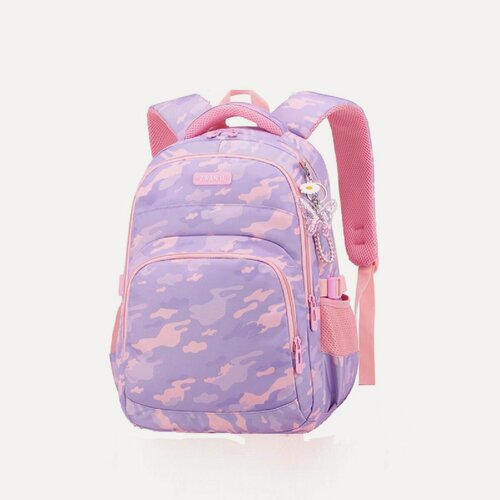 Изображение товара Рюкзак с брелком светло-фиолетового цвета. 2 отделения, мягкая спинка
