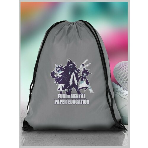 Мешок для сменной обуви ДТФ серый мультсериал Бумажная школа Мисс Циркуль Мисс Блуми Мисс Тейвил основы обучения - 2055 690₽