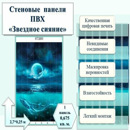 Панель ПВХ Звездное сияние арт 07260 панно декор 8 панелей 02527 10499₽