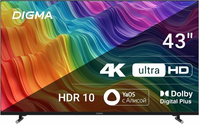 Digma DM-LED43UBB33, 43", 4K Ultra HD, Smart TV, черный
