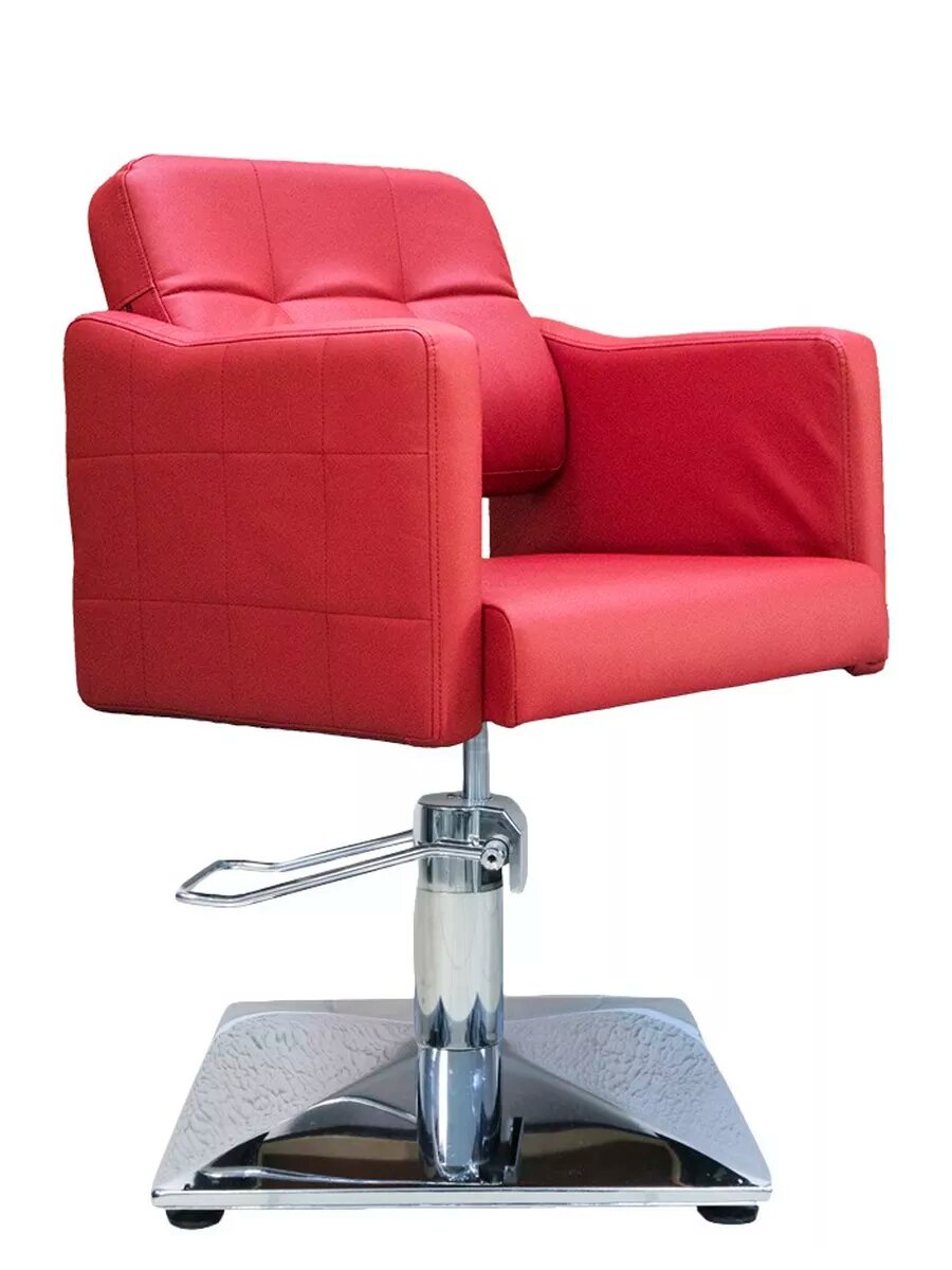 Кресло парикмахерское А02NEW квадрат красное