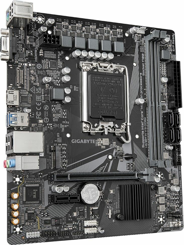 Материнская плата GigaByte H610M H V3 DDR4 (mATX, H610, 2хDDR4, H610, 2хDDR4, 1хM.2, 2хPCIe, 1хD-Sub, 1хHDMI)