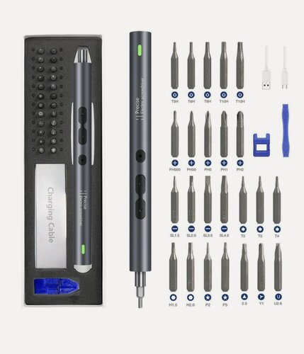 Изображение товара Отвертка аккумуляторная электрическая прецизионная с набором бит 28 в 1