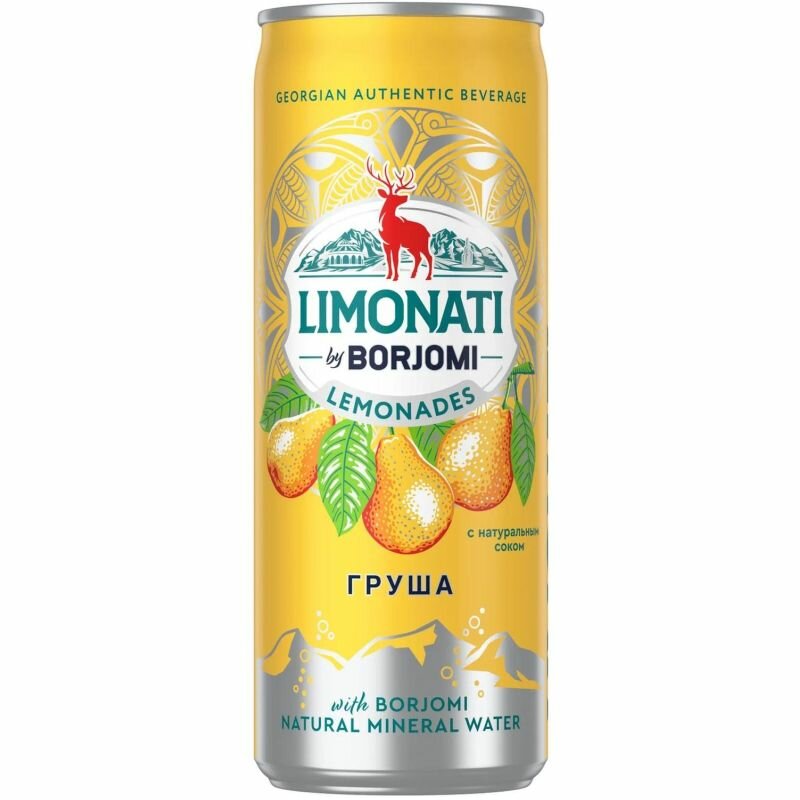 Borjomi Flavored Газированный напиток Груша, 0.33 л