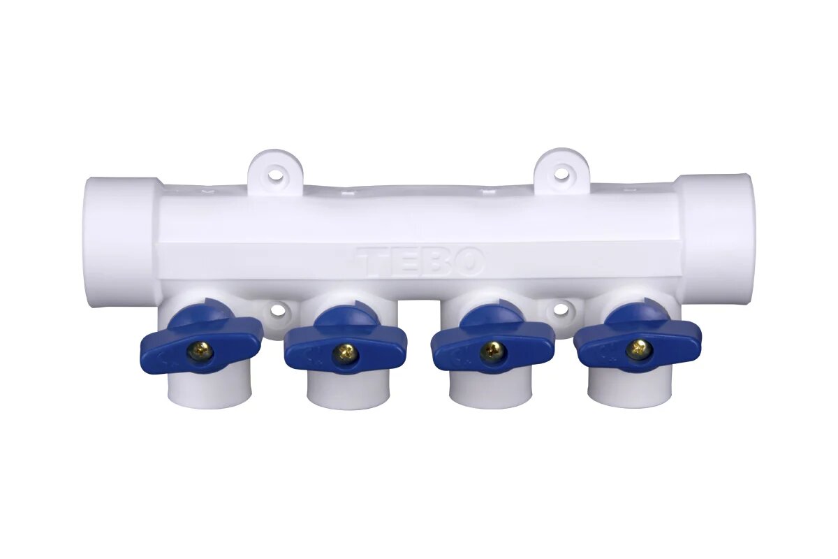 TEBO PPR Коллектор с синими ручками 32x20 4 выхода 030091214