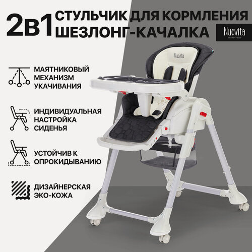 Изображение товара Стул-шезлонг для кормления Nuovita Tutela (Nero goffratura/Черный с тиснением)