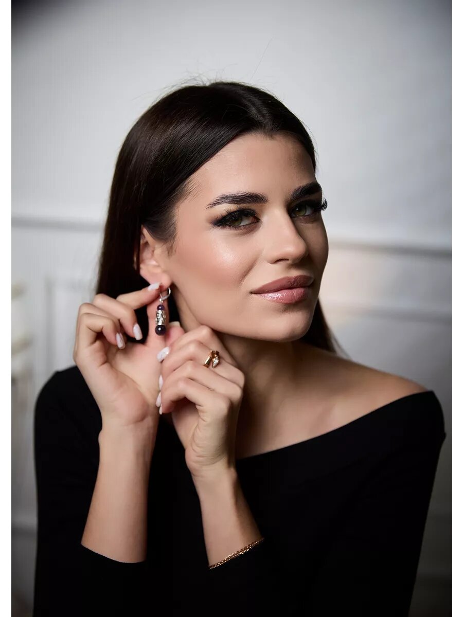 Серьги Вербица, размер 45 мм, серебряный — фото 1