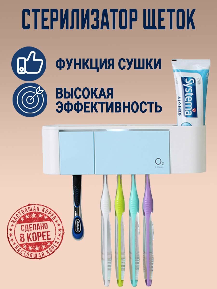 УФ-Стерилизатор зубных щеток настенный О2 BS-3300s (голубой). Корея