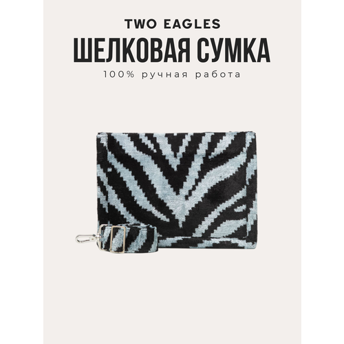 фото Сумка кросс-боди two eagles, фактура бархатистая, голубой, черный
