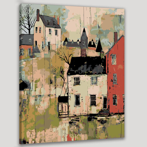 Изображение товара Картина по номерам 40x50 см, картина, смешанная техника, деревня, колониальный стиль, живопись, коллаж