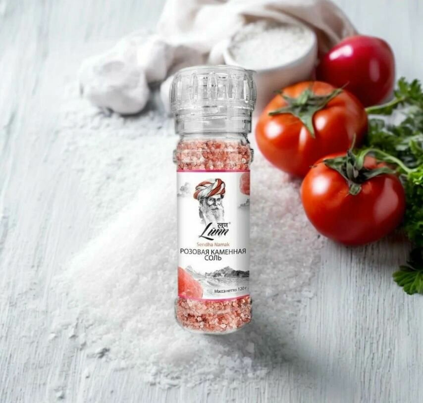 Соль розовая каменная Lunn 120г. индийская крупная пищевая гималайская