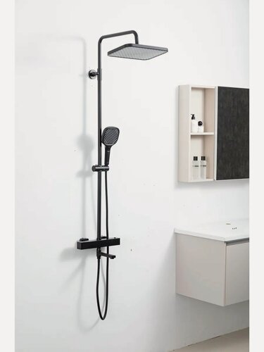 Изображение товара Душевая стойка для ванны FRAP F24557-9 оружейная сталь, с термостатом, латунь