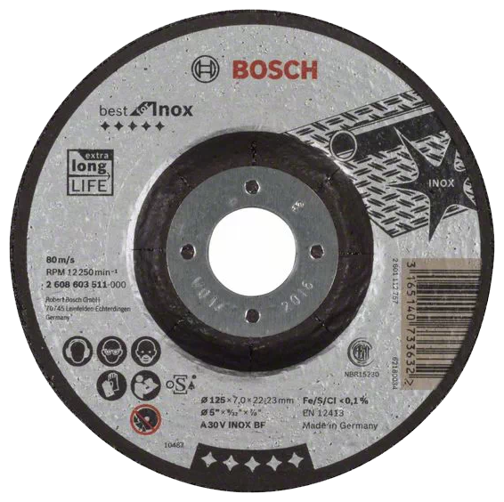 Шлифовальный абразивный диск BOSCH Best for Inox 2608603511, 1 шт.