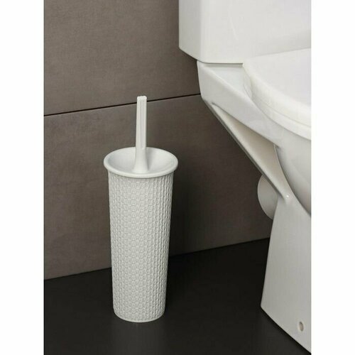 Комплект для туалета: eршик с подставкой Velvet, d-11,5 см, h-36,5 см, цвет светло-серый