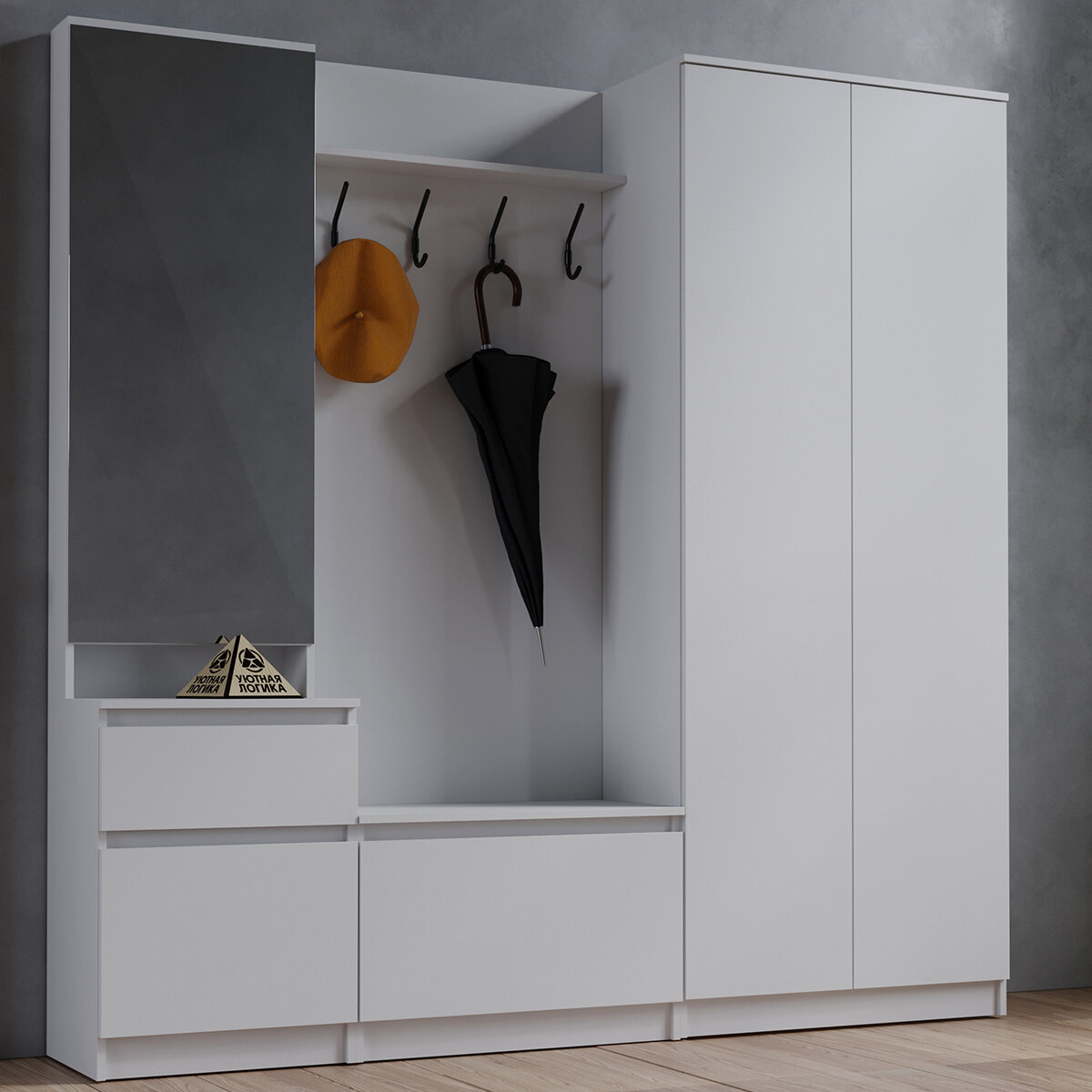 фото Прихожая дева ВШ200, 2000*2000*380 мм с откидной дверцей