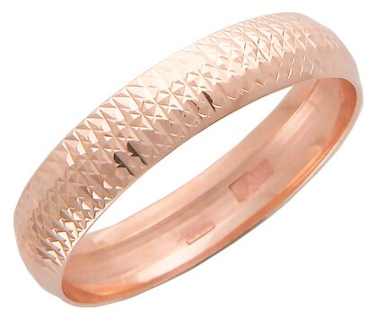 Обручальное кольцо из красного золота с алмазной огранкой 