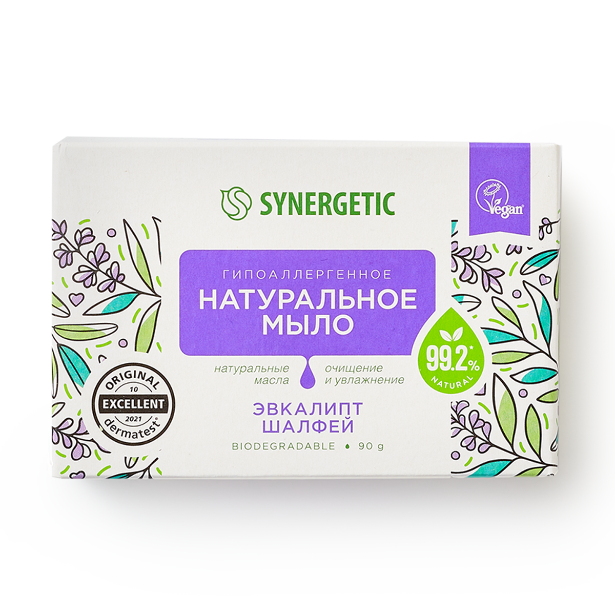 Мыло Synergetic "Эвкалипт и Шалфей", гипоаллергенное, с дозатором, 90 г