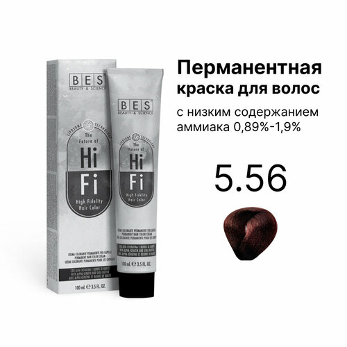 Купить BES Перманентная крем-краска для волос HI-FI, 5.56 светло-коричневый махагон красный, 100 мл