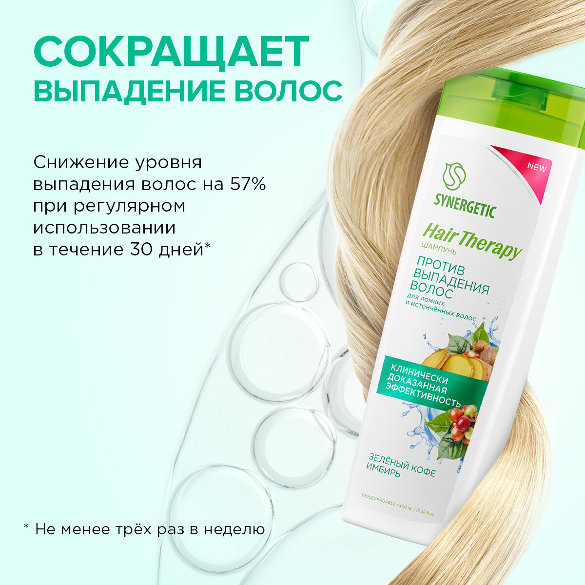 Шампунь SYNERGETIC Против выпадения волос HAIR THERAPY 400мл.