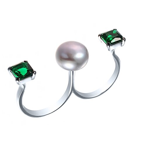 фото Кольцо из серебра 925 пробы с ювелирным стеклом и жемчугом к. речным r26311-bh1_ko_wrch_us_001_wg element47