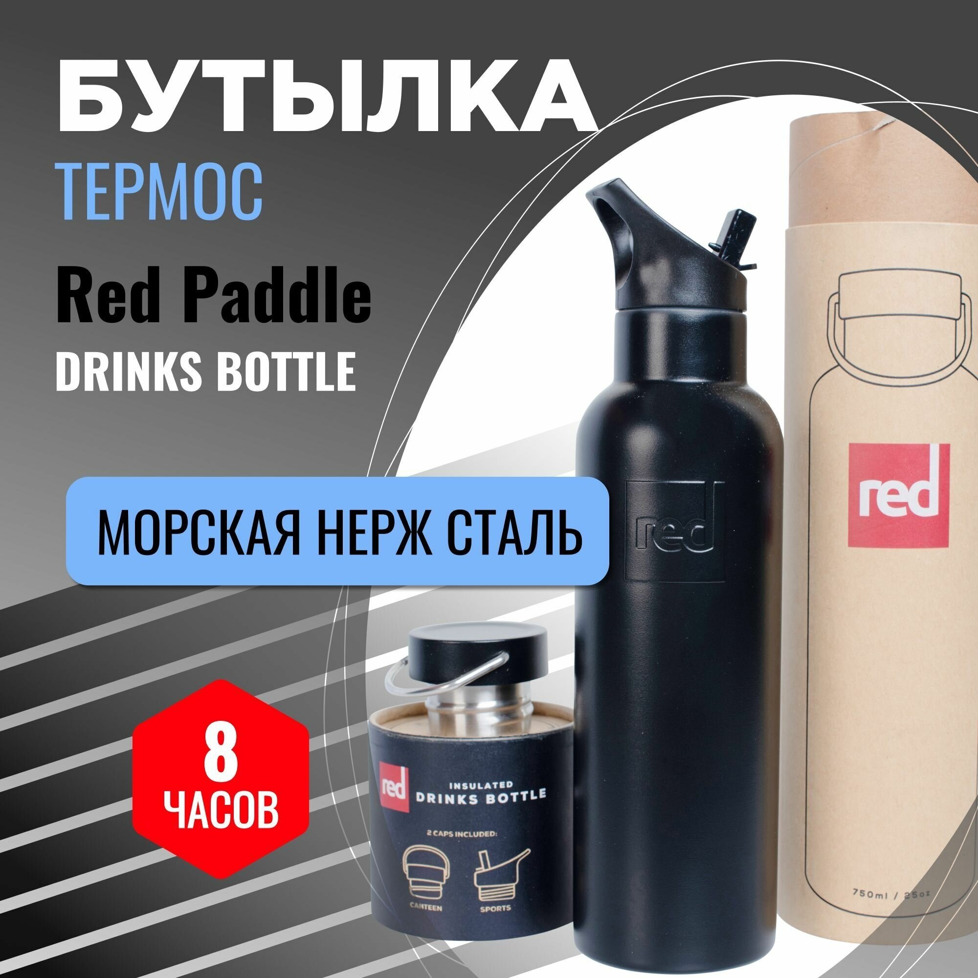 Бутылка-термос из нержавеющей стали Red Paddle DRINKS BOTTLE черная