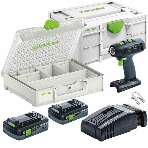 Дрель-шуруповёрт аккумуляторная Festool T 18 HPC 4,0 I-Plus Organizer Edition festool аккумуляторная дрель шуруповёрт t 18 3 li basic 574763 576448