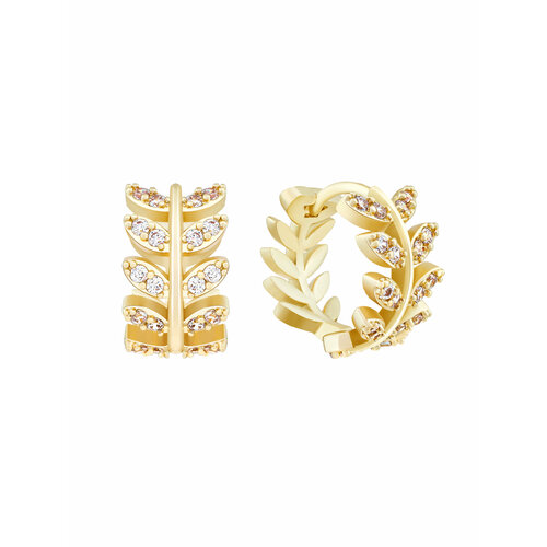 Серьги HARMONY, латунь, золочение, циркон, подарочная упаковка, размер/диаметр 10 мм., золотой