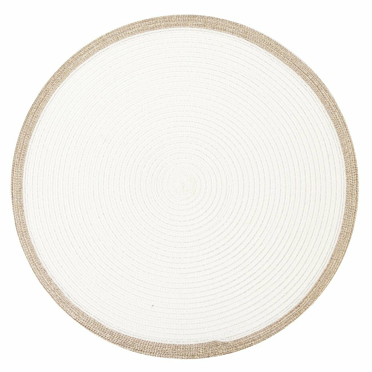 фото Салфетка под приборы, 38 см, полиэстер, круглая, белая, Золотистая кайма, Rotary rim