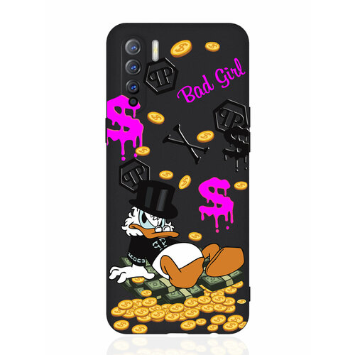 Чехол для смартфона OPPO A91/ OPPO Reno3 черный силиконовый Богатая Утка Bad Girl дизайнерский пластиковый чехол для oppo a91 reno3 пляж