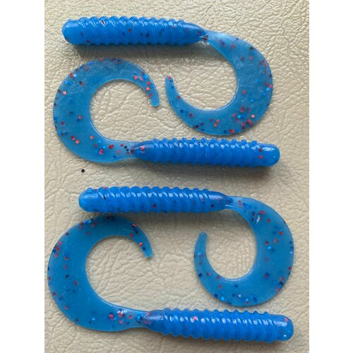 Мягкая силиконовая приманка Твистер (Tail Grub) 7.6 см 8шт Голубой (Blue).
