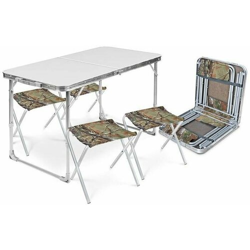 Набор: стол складной + 4 стула дачных складных набор туристический стол 120х60см и 4 стула складных