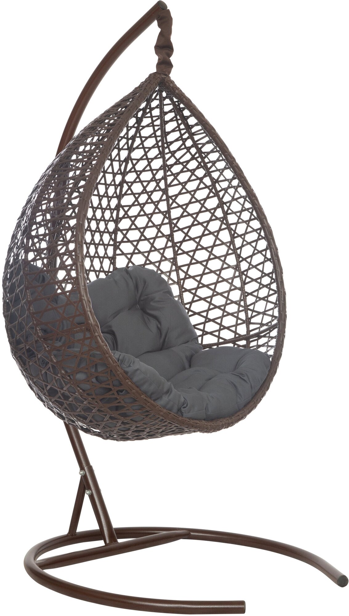 Подвесное кресло-кокон MONTBLANC коричневый + каркас (темно-серая подушка Relax) - фотография № 1