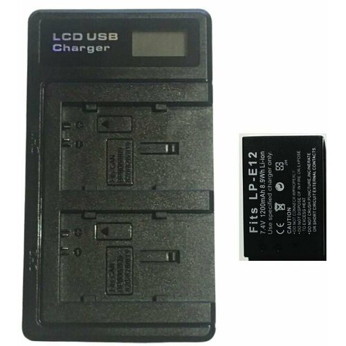 аккумулятор для видеокамеры canon lp e12 cs lpe12mx 7 4v 1500mah код mb080579 Аккумулятор LP-E12 + Двойное зарядное устройство LP-E12 для Canon